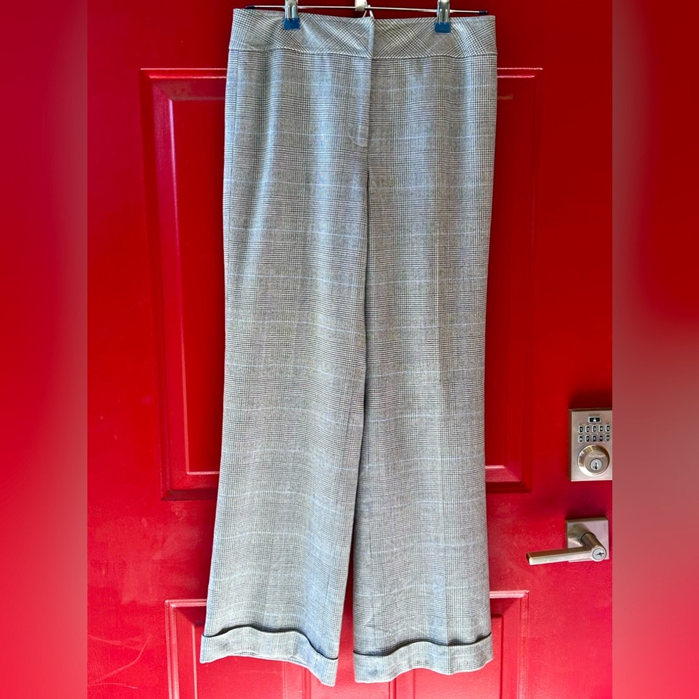 Ann Taylor Wide Leg Dress Pants in Gray Plaid